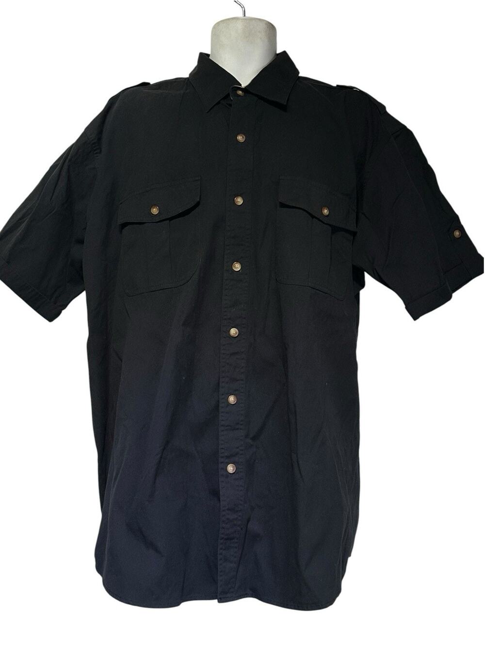 Orvis Men’s Size XL Black Cotton Short Sleeve Safari Utility Button Shirt
